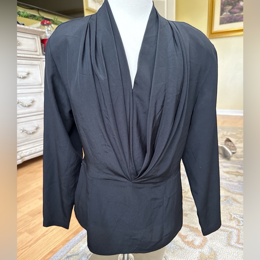 Vintage Sonya Ratay for SAN ANDRÉ Black Draped Blouse - Size 4